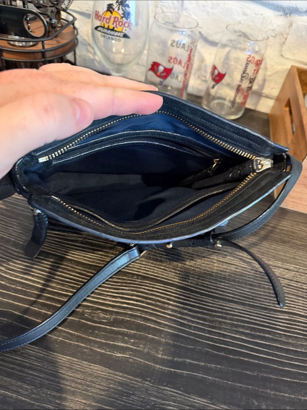 Cole Haan Black felicity Pebbled Leather bag with Front Zips - Picture 6 of 7